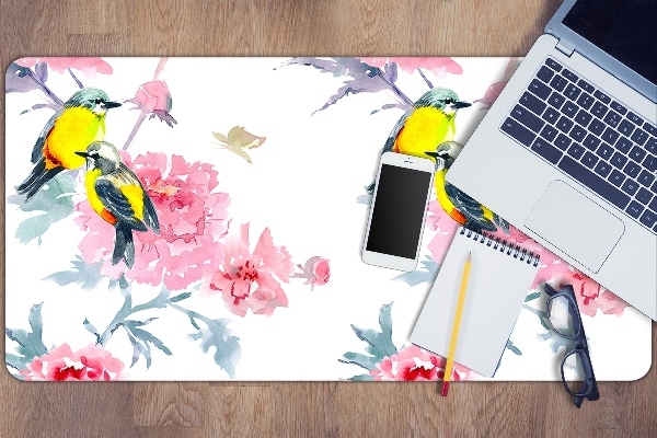Sous-main bureau Oiseaux et fleurs