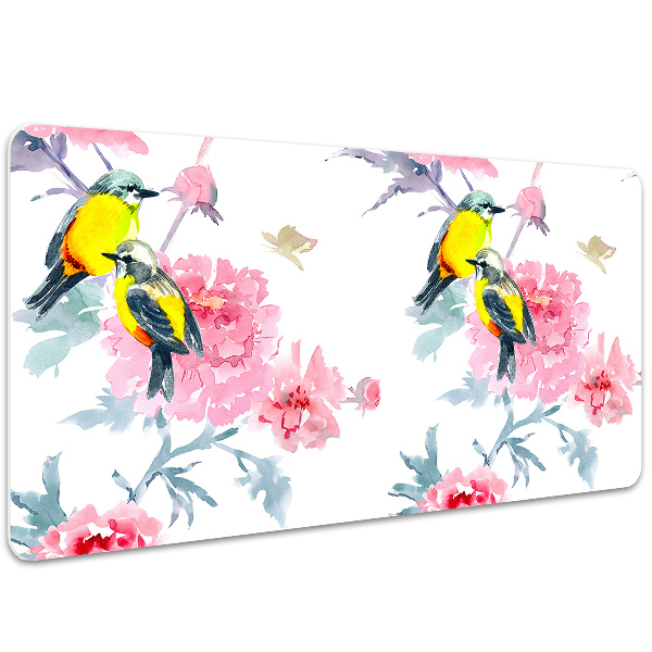 Sous-main bureau Oiseaux et fleurs