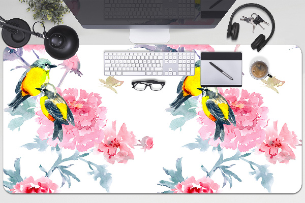 Sous-main bureau Oiseaux et fleurs