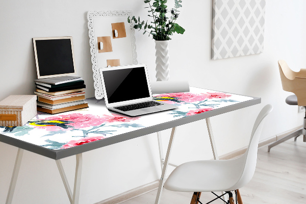 Sous-main bureau Oiseaux et fleurs