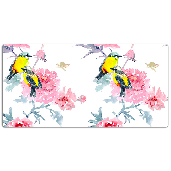 Sous-main bureau Oiseaux et fleurs
