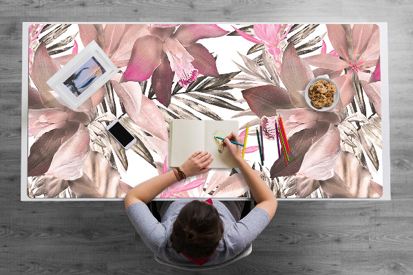 Sous-main bureau Rose tropical