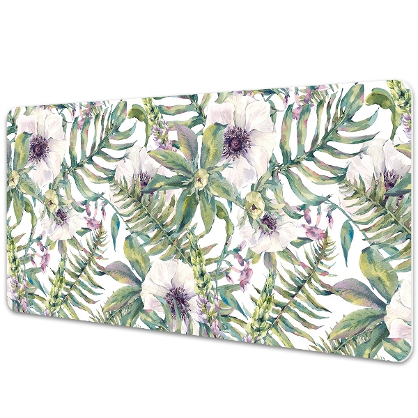 Tapis de bureau fleurs blanches