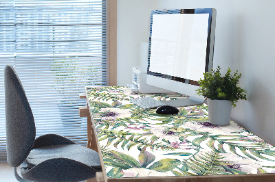 Tapis de bureau fleurs blanches