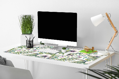 Tapis de bureau fleurs blanches