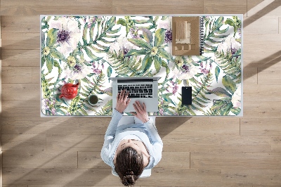 Tapis de bureau fleurs blanches