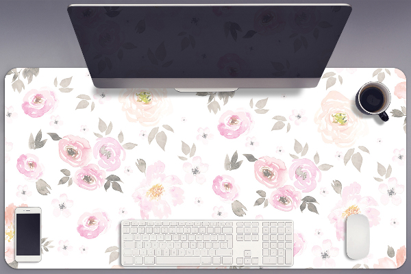 Protège bureau Fleurs aquarelles