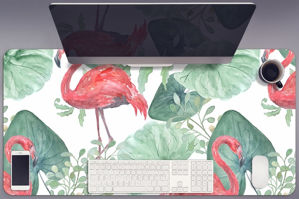 Sous-main bureau Flamingos exotiques