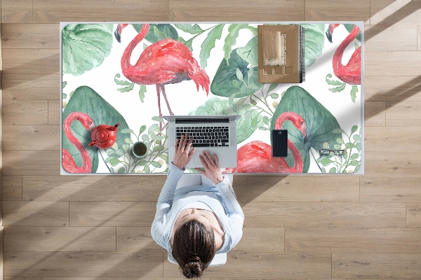 Sous-main bureau Flamingos exotiques