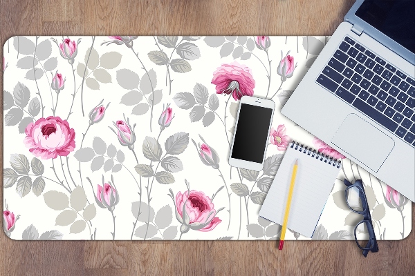 Sous-main bureau Roses pastel
