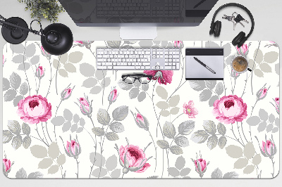 Sous-main bureau Roses pastel