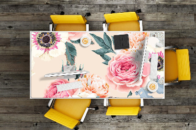 Sous-main bureau Fleurs pastel