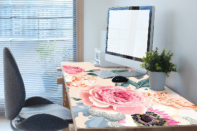 Sous-main bureau Fleurs pastel