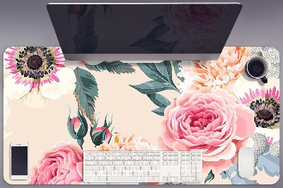 Sous-main bureau Fleurs pastel