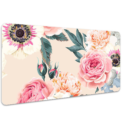 Sous-main bureau Fleurs pastel