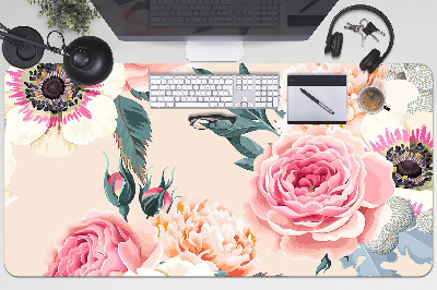 Sous-main bureau Fleurs pastel