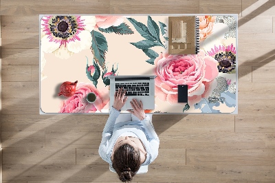 Sous-main bureau Fleurs pastel