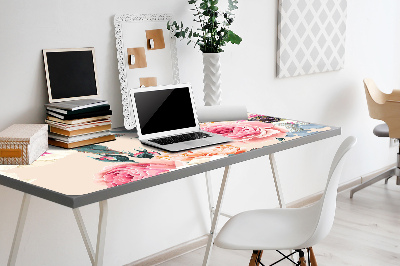 Sous-main bureau Fleurs pastel