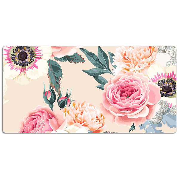 Sous-main bureau Fleurs pastel