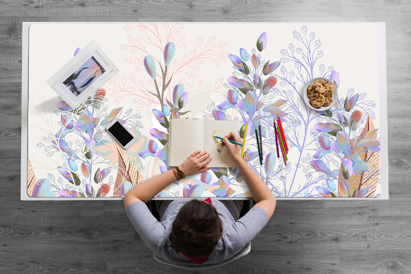 Sous-main bureau Feuilles pastel