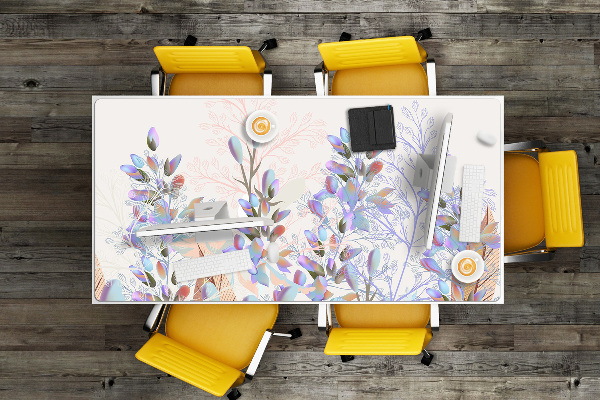 Sous-main bureau Feuilles pastel