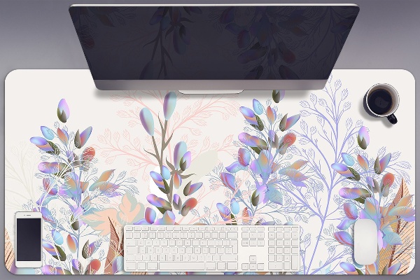 Sous-main bureau Feuilles pastel