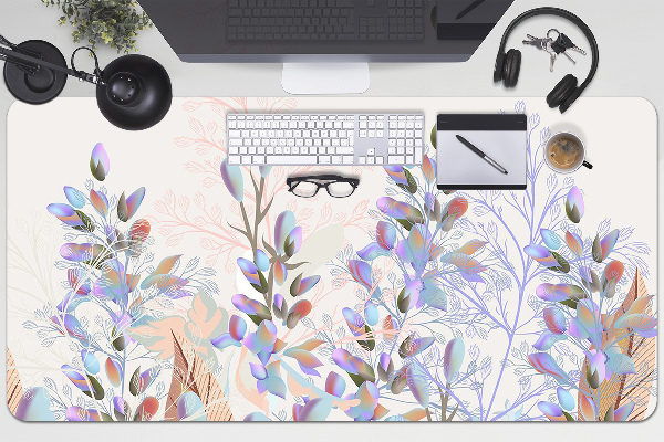Sous-main bureau Feuilles pastel