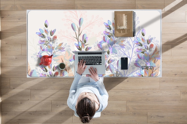Sous-main bureau Feuilles pastel