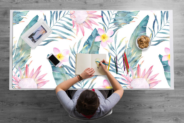 Sous-main bureau Fleurs roses claires