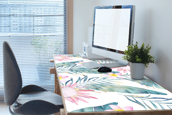 Sous-main bureau Fleurs roses claires