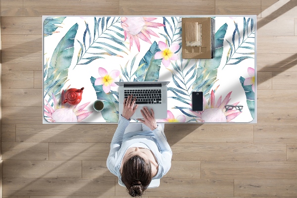 Sous-main bureau Fleurs roses claires