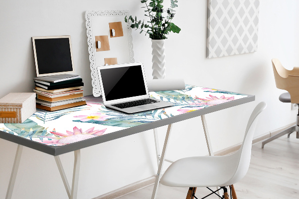 Sous-main bureau Fleurs roses claires
