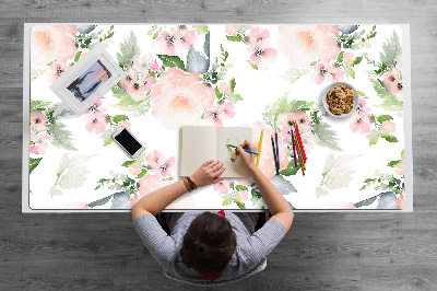 Sous-main bureau Fleurs pastel