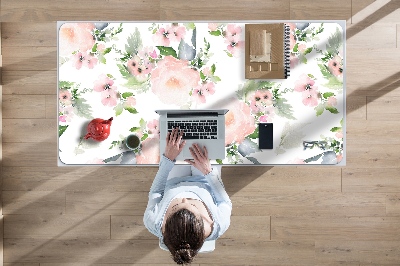 Sous-main bureau Fleurs pastel