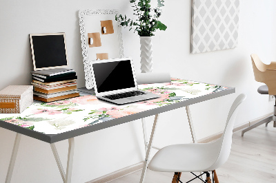 Sous-main bureau Fleurs pastel