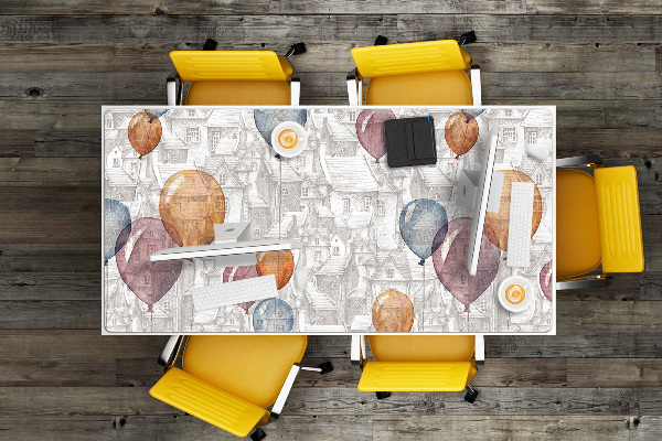 Sous main de bureau Ballons et maisons