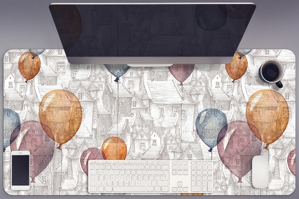 Sous main de bureau Ballons et maisons