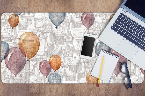 Sous main de bureau Ballons et maisons