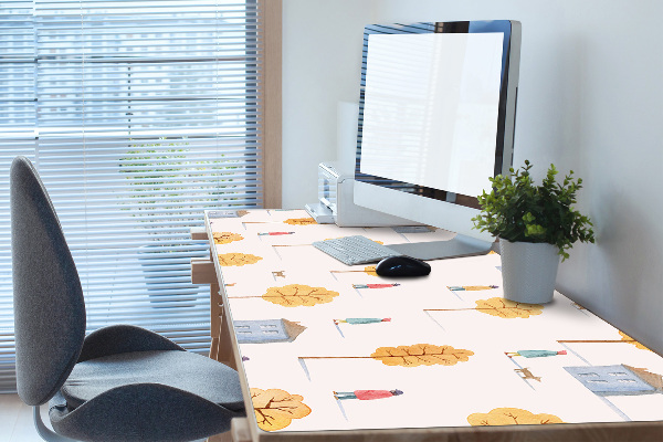 Sous-main bureau Maisons parmi les arbres