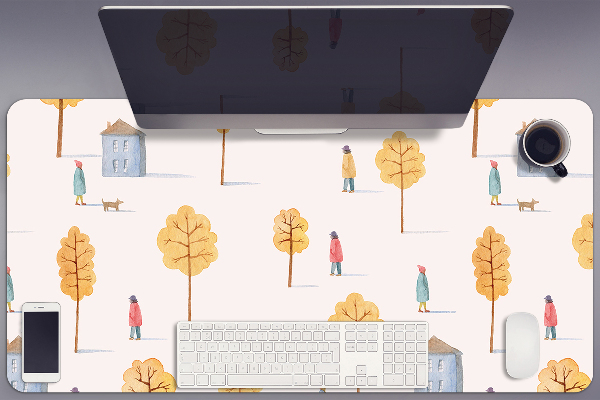 Sous-main bureau Maisons parmi les arbres