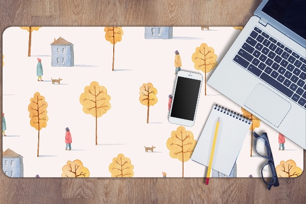 Sous-main bureau Maisons parmi les arbres