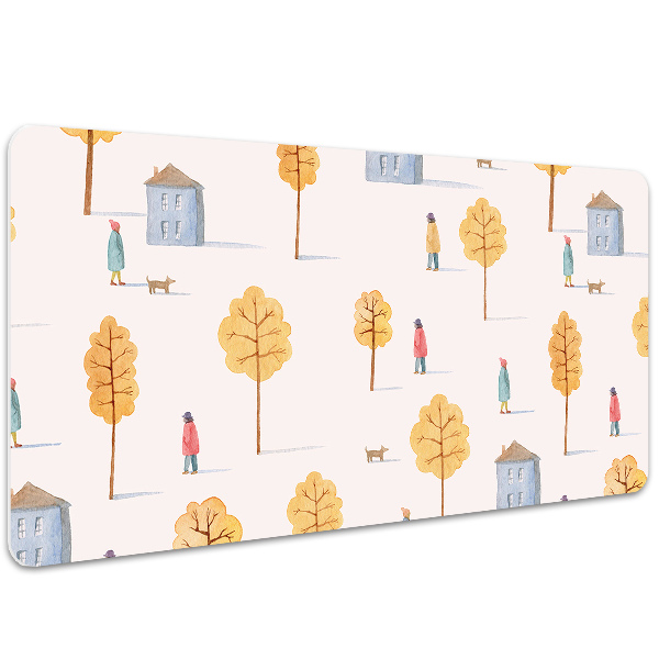 Sous-main bureau Maisons parmi les arbres