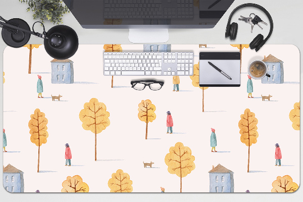 Sous-main bureau Maisons parmi les arbres