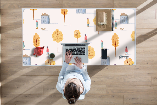Sous-main bureau Maisons parmi les arbres