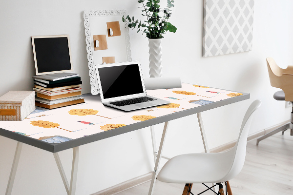 Sous-main bureau Maisons parmi les arbres
