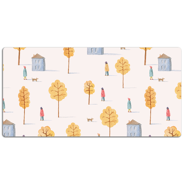 Sous-main bureau Maisons parmi les arbres