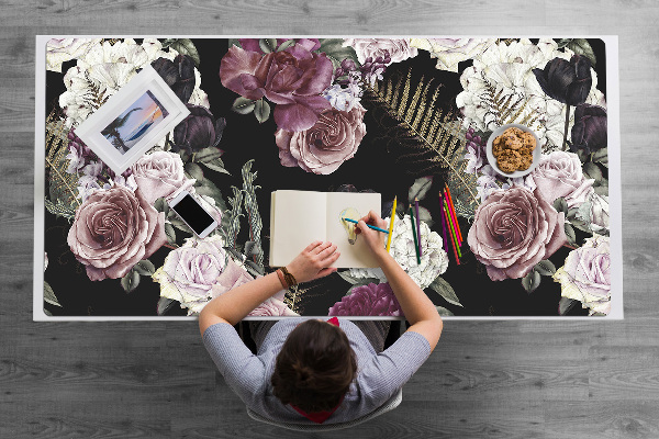 Sous-main bureau Fleurs romantiques