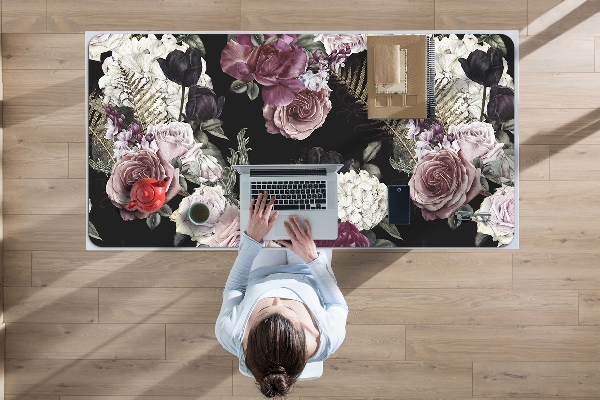 Sous-main bureau Fleurs romantiques