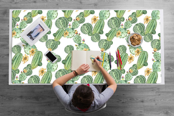 Sous-main bureau Cactus avec des fleurs