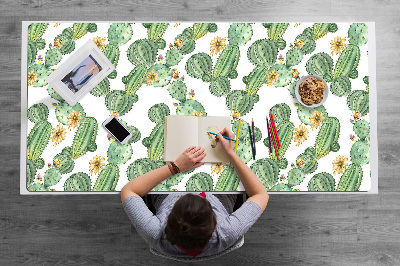 Sous-main bureau Cactus avec des fleurs